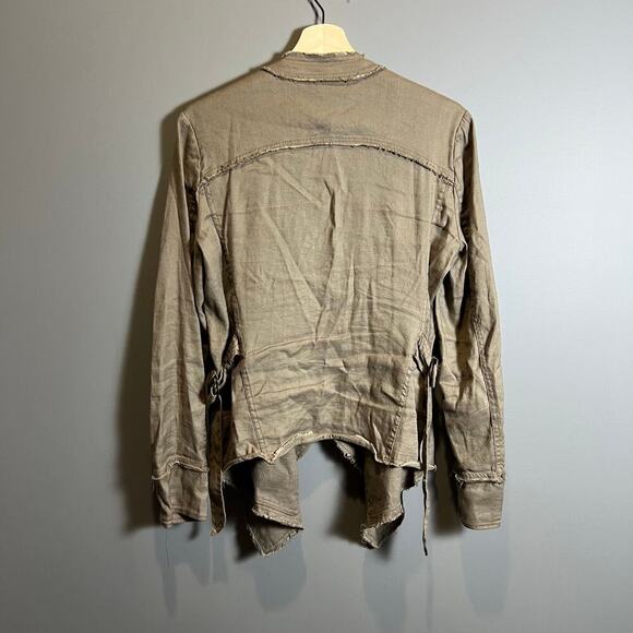 Free People Raw Hem Waterfall Femme Linen Jacket Sz S - Picture 7 of 12